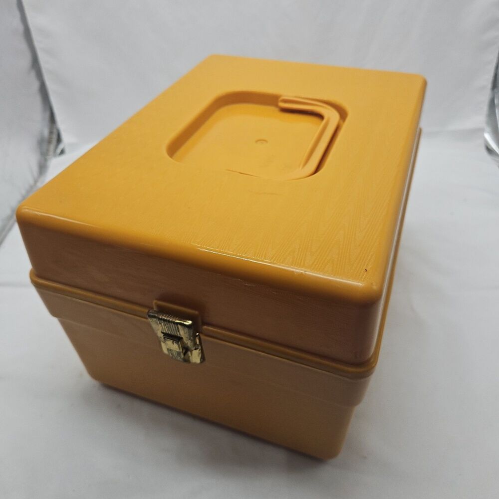Vintage Wilson Wil-Hold Yellow Plastic File Box 12"x8 3/4"White Plastic Dividers